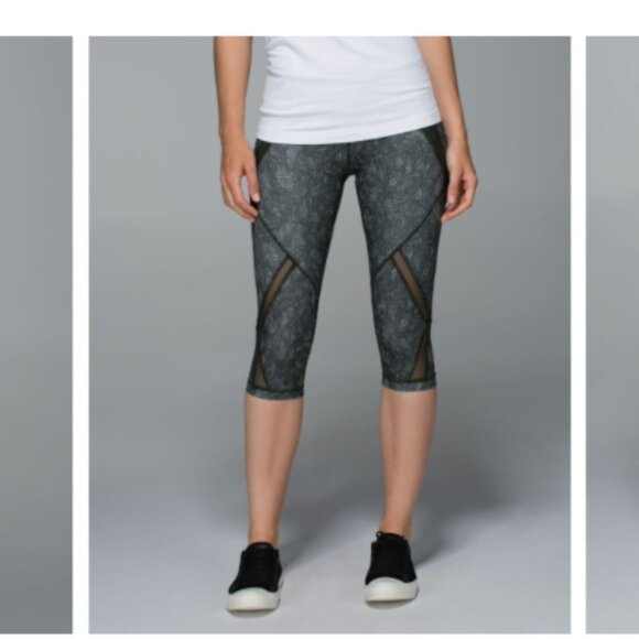 Lululemon Cool To Street Crop in Jazzy White Gator Green Size 6 Style# W6F59S - Picture 1 of 9